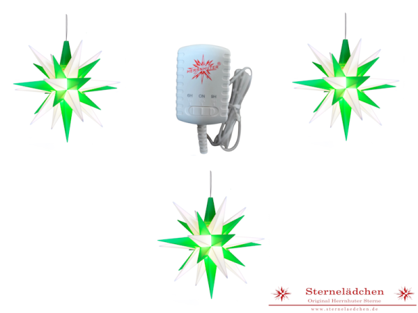 Herrnhuter Sterne-Set "Flexi" A4, weiß/grün